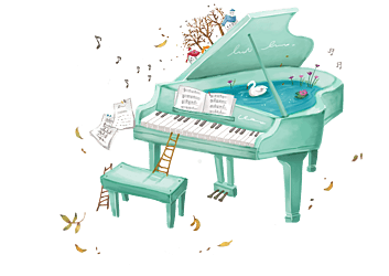 卡通鋼琴音符